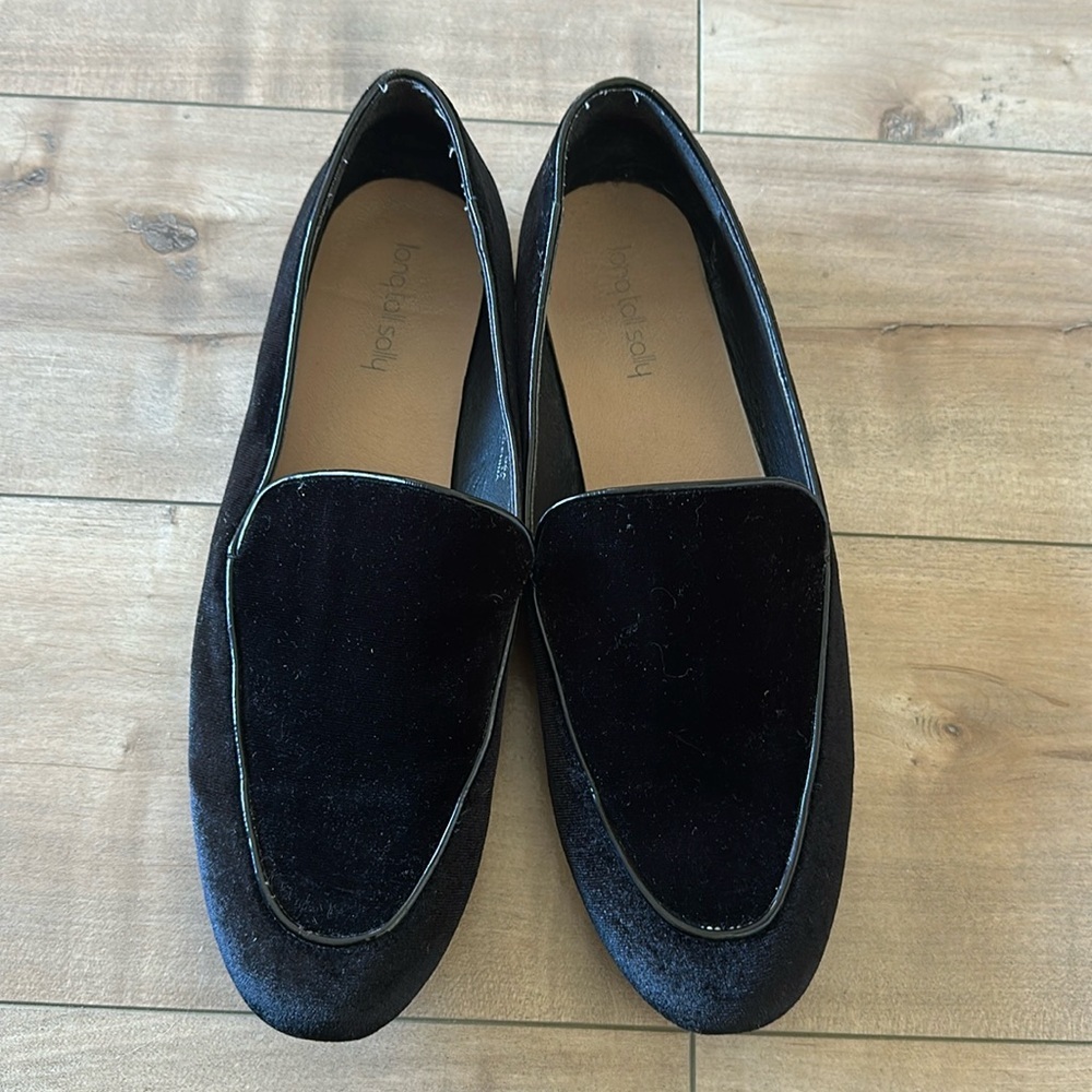 long tall sally Black Velvet Slip-On Loafers